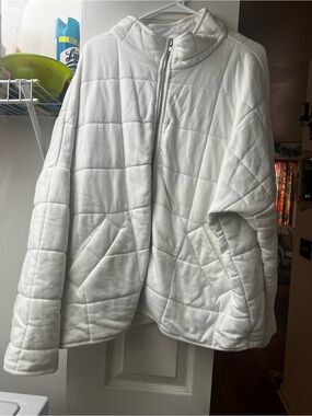 Forever 21 White Quilted Zip-Front Puffer Jacket